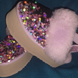 UGG Pink Sequin Platform Shoes